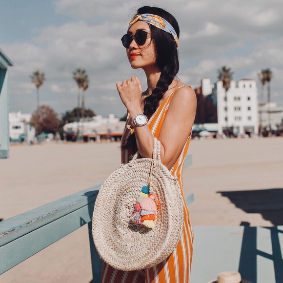Moroccan Round Straw Bag - Picture 6 of 8